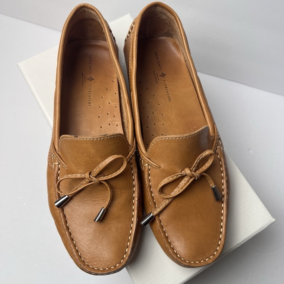Mercanti Fiorentini Tan Leather String Tie Driving Shoe Loafer, Women's 8.5M - Picture 11 of 13